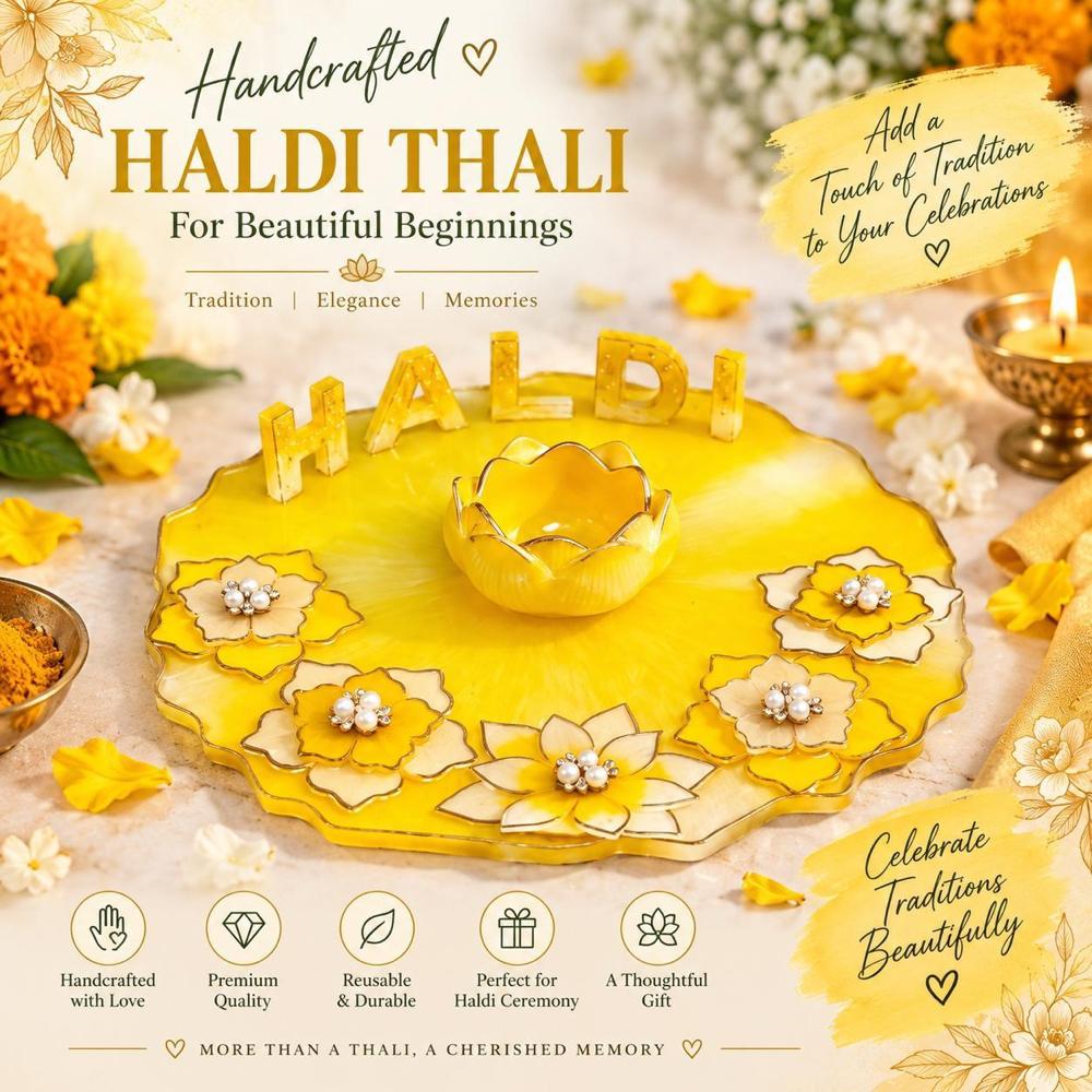 Personalized Haldi Thali - રેઝિન આર્ટ in અમદાવાદ