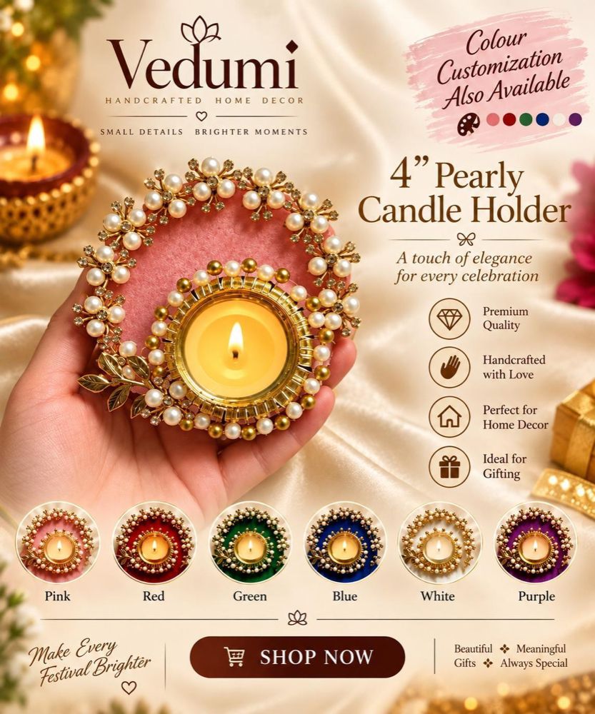 Pearl Rosette Tea Light Candle Holder - Resin Art in Ahmedabad
