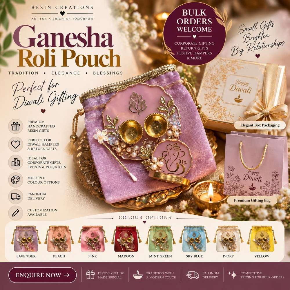 Ganesha Roli Pouch — Diwali Gift Hamper - Resin Art in Ahmedabad