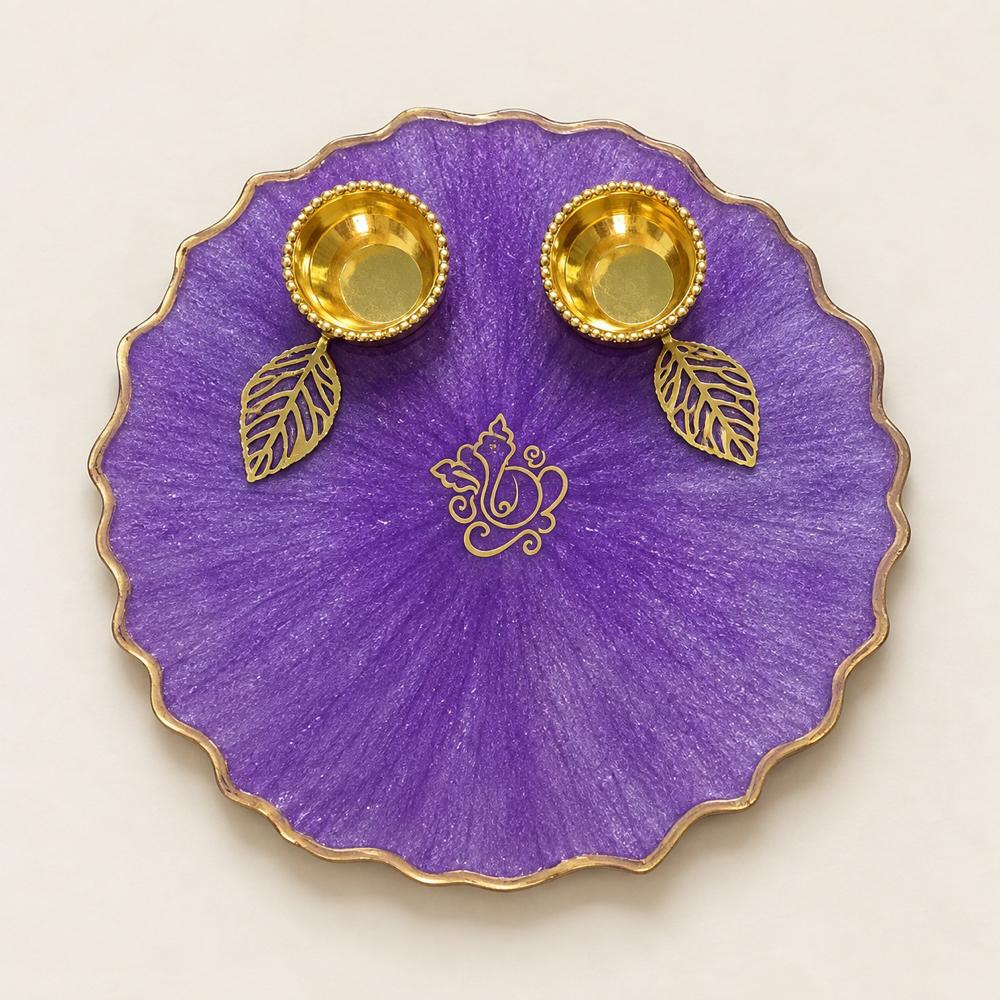 Purple Ganesh Pooja Thali — Bulk - રેઝિન આર્ટ in અમદાવાદ