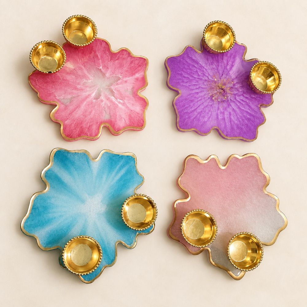 Mini Flower Pooja Thali — Bulk - Resin Art in Ahmedabad