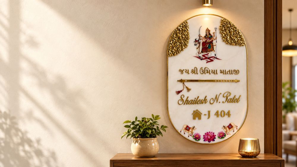 Marble & Gold Name Plate - Resin Art in Ahmedabad