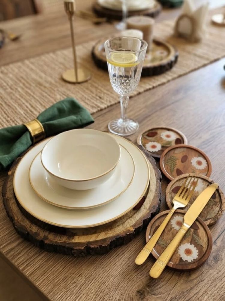 Pressed Flower Wood & Resin Coaster + Tray Set - photo 2 of 2
