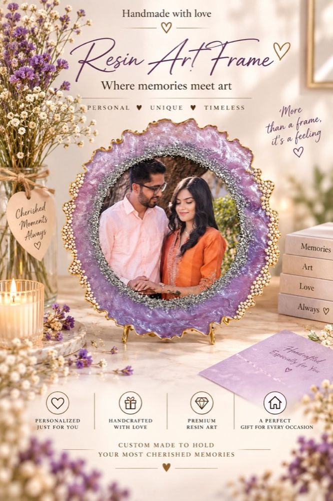 Personalized Couple Photo Resin Frame - Resin Art in Ahmedabad